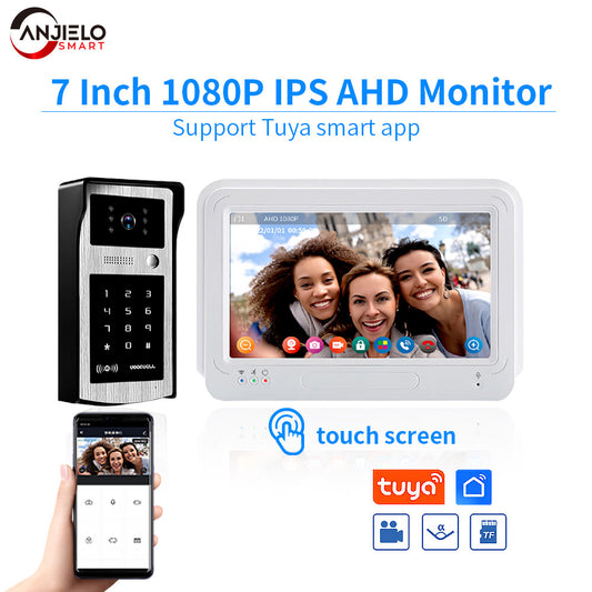 7 Inch Screen Touch Monitor Video Intercom for Home Door Phone Doorbell with RFID Code Keypad Access Control Video intercom System