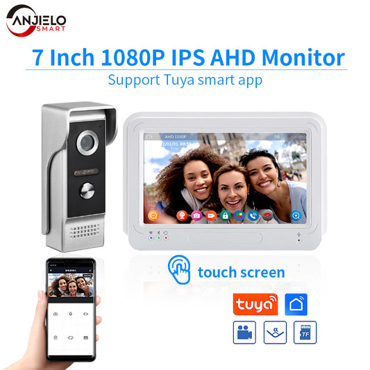 7INCH Wired Video door phone 4 Wire intercom Home Security access control system Doorbell Camera Video intercom for villa