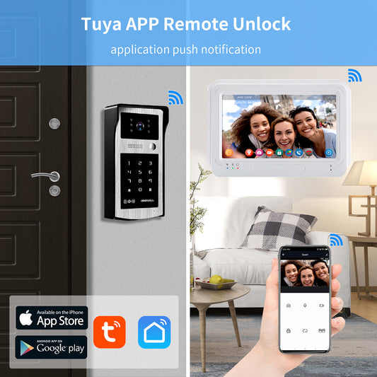 7 Inch Screen Touch Monitor Video Intercom for Home Door Phone Doorbell with RFID Code Keypad Access Control Video intercom System