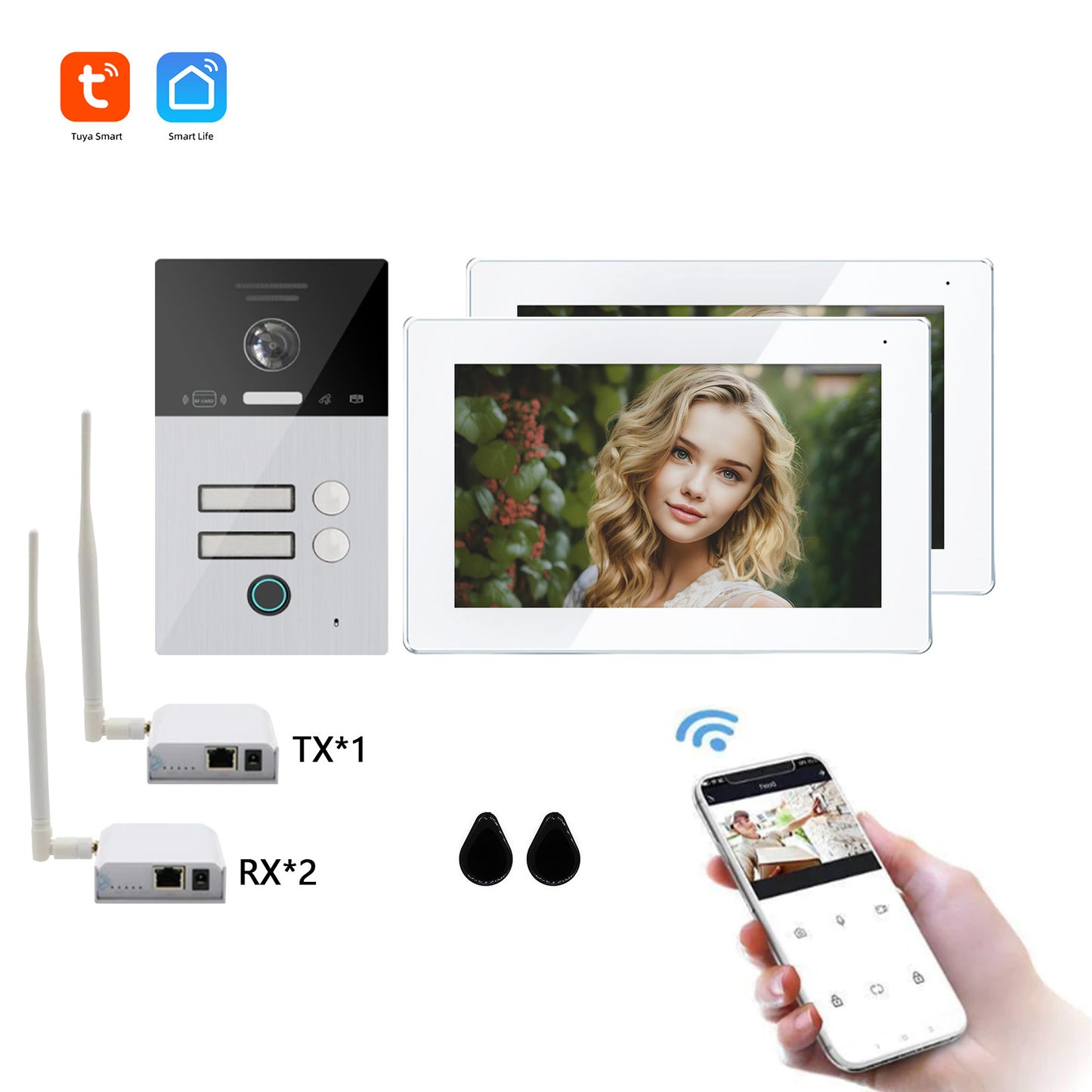 ANJIELOSMART WiFi HaLow Bridge  to connect IP video intercom  For Home 7-Inch Touch Screen Intercom In Private House Monitor 1080P Doorbell Camera With Fingerprint
