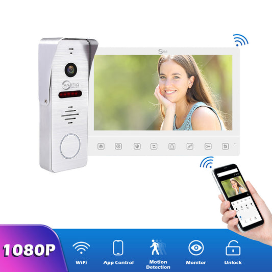 Anjielosmart 10 inch Touch Monitor with Night Vision Motion Detection Doorbell Camera Video Doorphone For Home