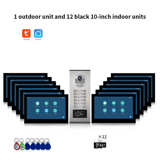 Anjielo Smart 10 inch 1080P Tuya Smart Video Doorphone Metal Doorbell Video Intercom System for Multi-Apartment