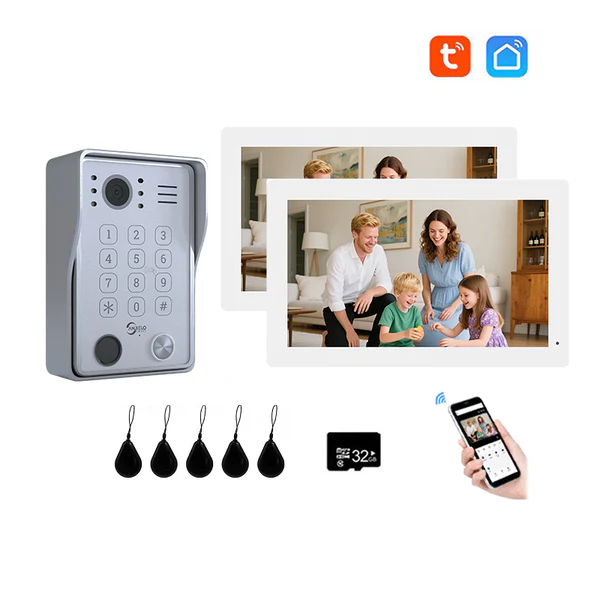1080P Tuya Smart WiF Video Door phone Doorbell Camera with RFID Card unlcok Fingerprint and Passcode unlock for the Apartment Intercom System for Home Villa