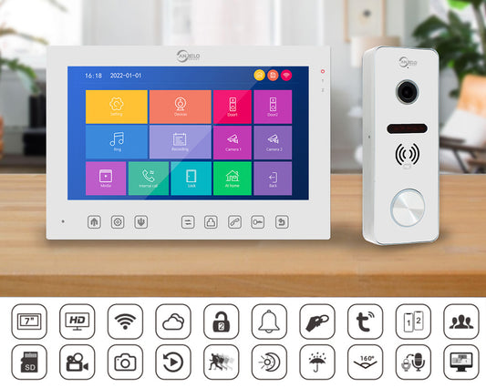 Anjielosmart Tuya 7 inch Monitor VideoDoorbell Intercom System Access Control Camera Smart security device Apartment IC card unlocking