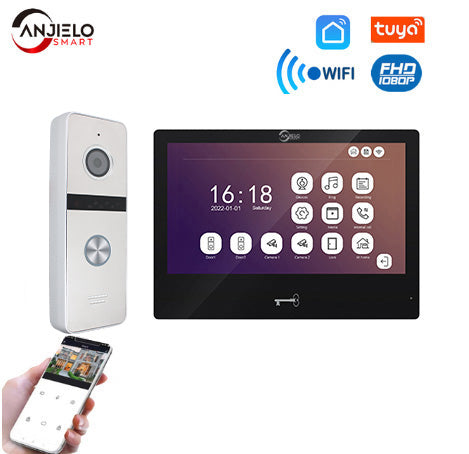 AnjieloSmart – Écran tactile 10 pouces avec vision nocturne, sonnette, interphone vidéo pour la sécurité à domicile