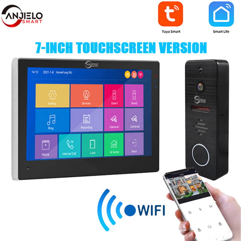1080P HD Camera Tuya Smart Video Intercom System 7 inch Full Touch Screen  Video Door Phone Wide-Angle Camera for Villa Apartment