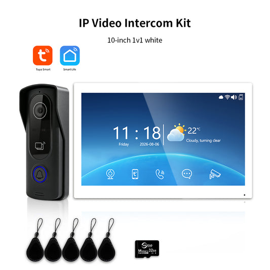 Anjielo IP HD Video Intercom System with Tuya App – 7/10.1-Inch Touch Screen, AHD 2.0MP Camera, RFID Unlock for Villa & Apartment