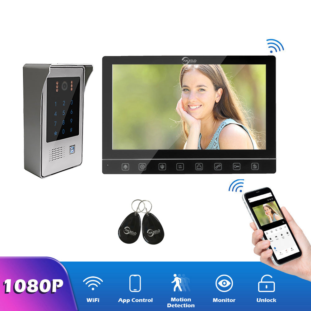 10 inch Screen Tuya 1080P Wifi Video Intercom Smart Home Door Bell Night Vision Camera with Monitor for Home Security