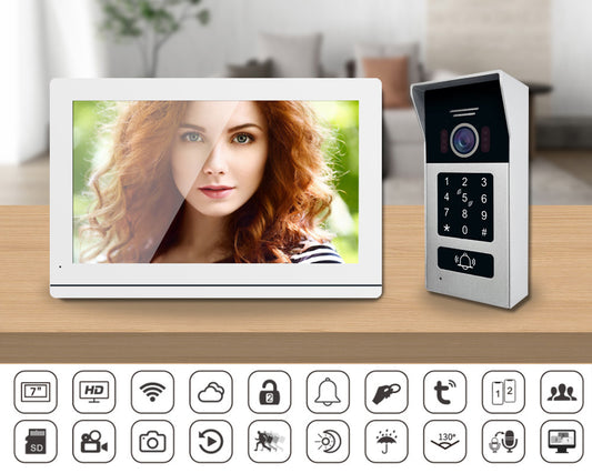 Anjielo Smart 7 Inch 2 Wire Video Intercom Camera Doorbell with Night Vision Motion Detection Security 1080P For Home