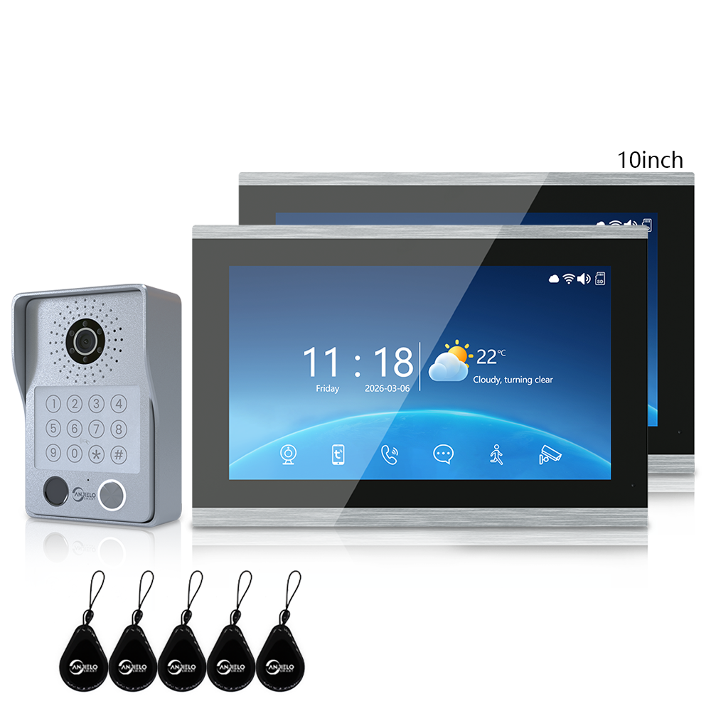 Anjielo Latest 4 wire Video Intercom System Photo Frame Video Doorbell 5 in 1 unlocking with Motion Detection for the Apartment Intercom System for Home Villa