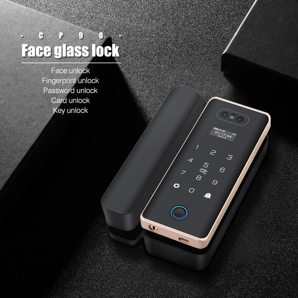 AnjieloSmart Anti-theft 3D Face Id Intelligent Glass Door Lock Smart Home APP Face Recognition Smart Door Lock