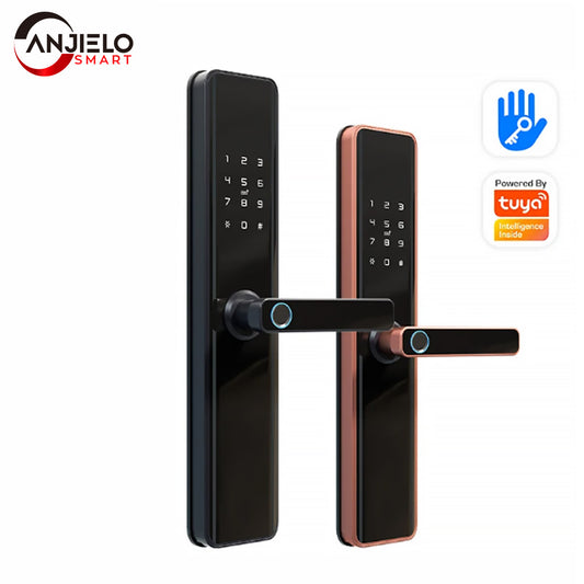 AnjieloSmart Smart Door Lock Wifi TTlock App Remote Control With Fingerprint Password Card Key Unlock Wifi Smart Lock