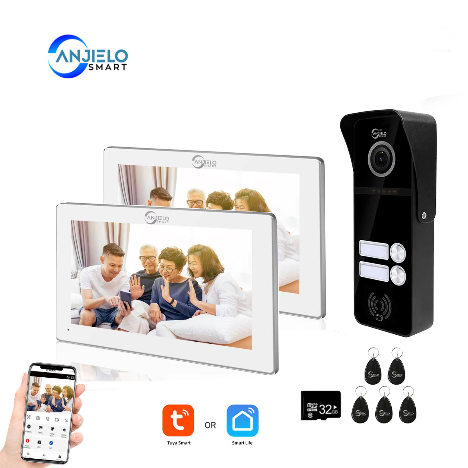 Anjielo Smart Wifi Intercom System Tuya 7/10 Inch Full Touch Display T ...