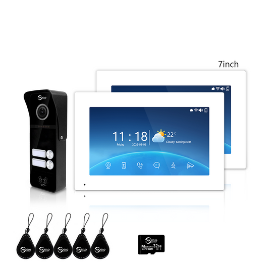 Anjielo Newest 4 Wire Video Door Phone Intercom System with Photo Frame Background Music for 2/3/4 Household