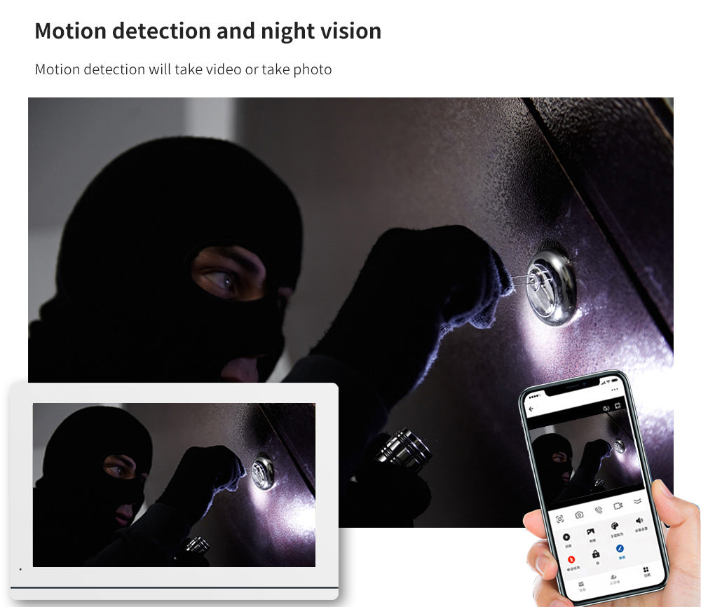 Anjielo Smart 7 Inch 2 Wire Video Intercom Camera Doorbell with Night Vision Motion Detection Security 1080P For Home