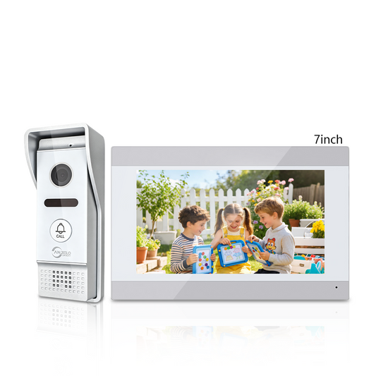Anjielo Tuya Smart 4-Wire Video Intercom System Kit 1080P Outdoor Doorbell + 7 Inch Touch Screen Indoor Monitor, Motion Detection, IR Night Vision, 2 Way Audio for Villa & Apartment