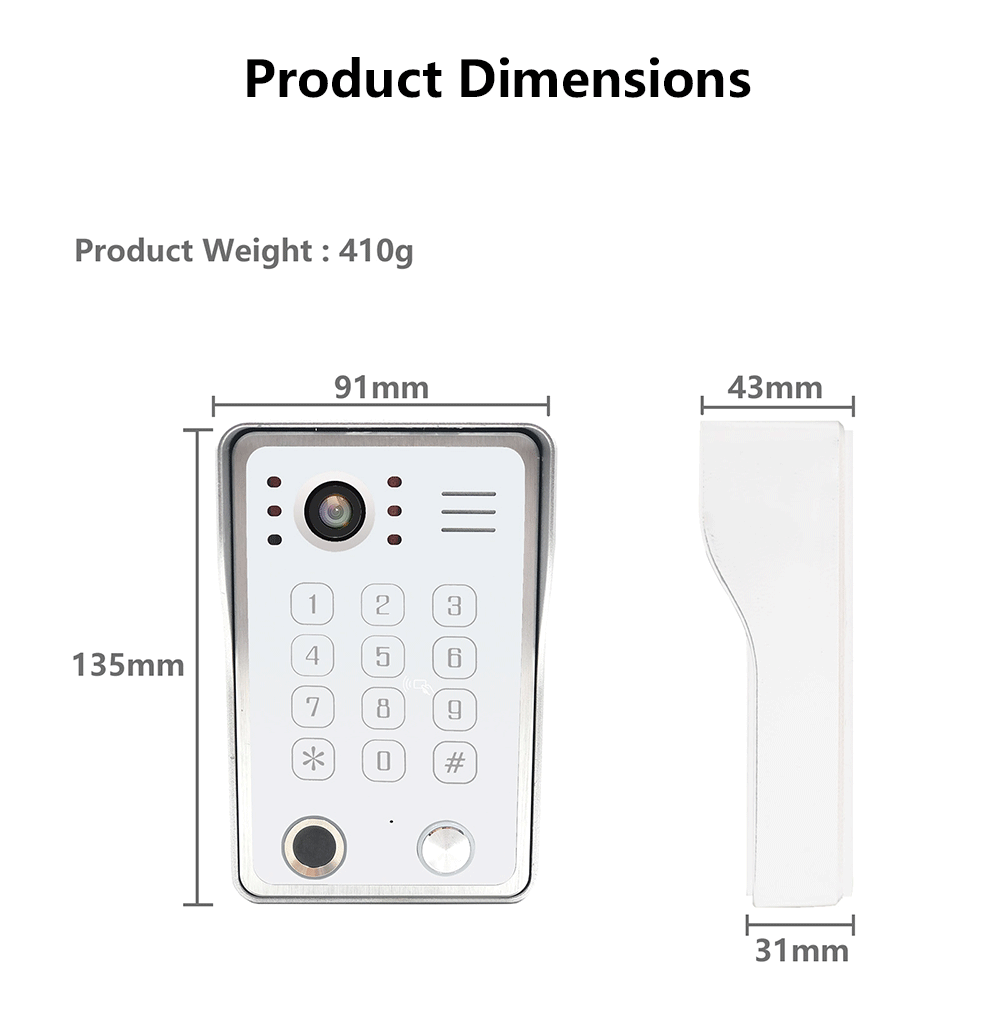 Anjielo 7/10 Inch 4 Wire WiFi Video Intercom System with 5-in-1 Unlock Fingerprint RFID Password App and Infrared Night Visionfor Home Apartment