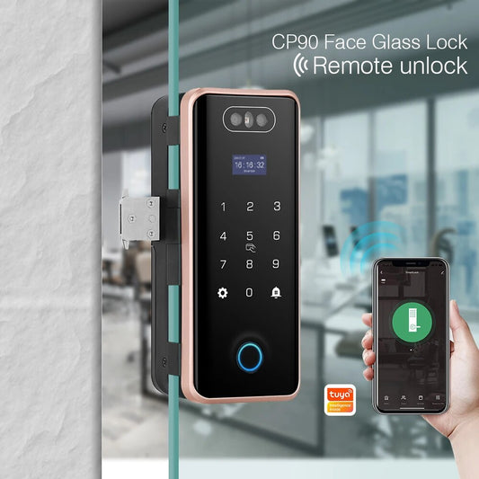 AnjieloSmart Anti-theft 3D Face Id Intelligent Glass Door Lock Smart Home APP Face Recognition Smart Door Lock