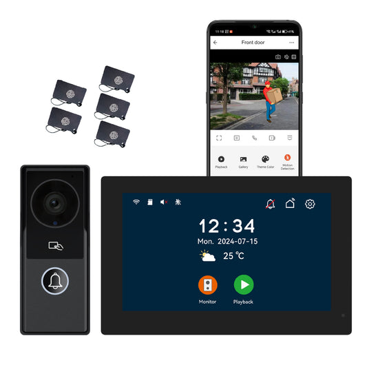 Anjielo Smart 2 Wire Video Doorbell Intercom System with 1080P Camera and 7/10 Inch Touch Screen, WiFi Video Door Phone Kit for Home Apartment