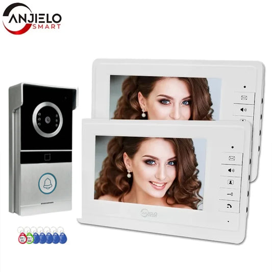 Anjielo 7inch TFT Color Wired Video Door Phone Intercom System for Home Indoor Monitor video doorbell IR Night Vision
