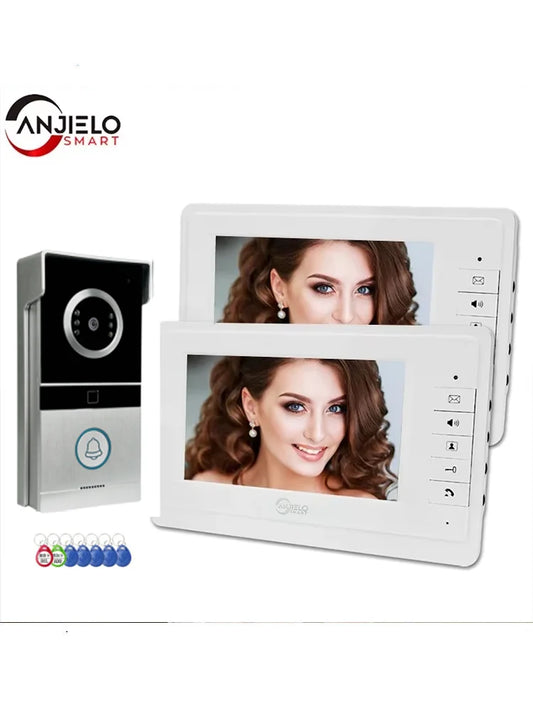 Anjielo Smart 7inch TFT Color Wired Video Door Phone Intercom System for Home Indoor Monitor video doorbell IR Night Vision
