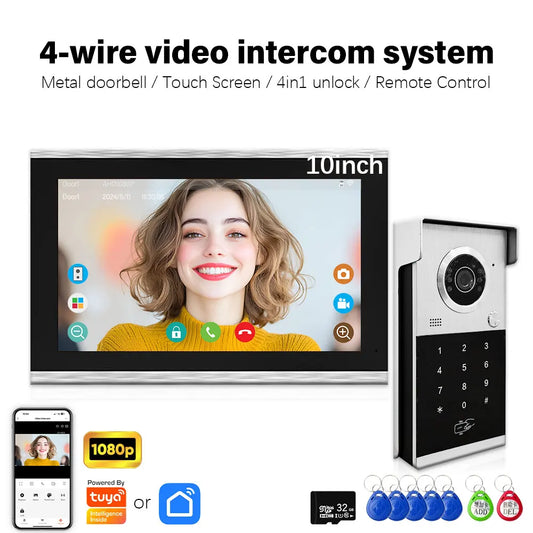 Anjielo Smart Metal Doorbell Video Intercom System 7/10inch Touch Screen 4in1 Unlock Romote Safety Protection