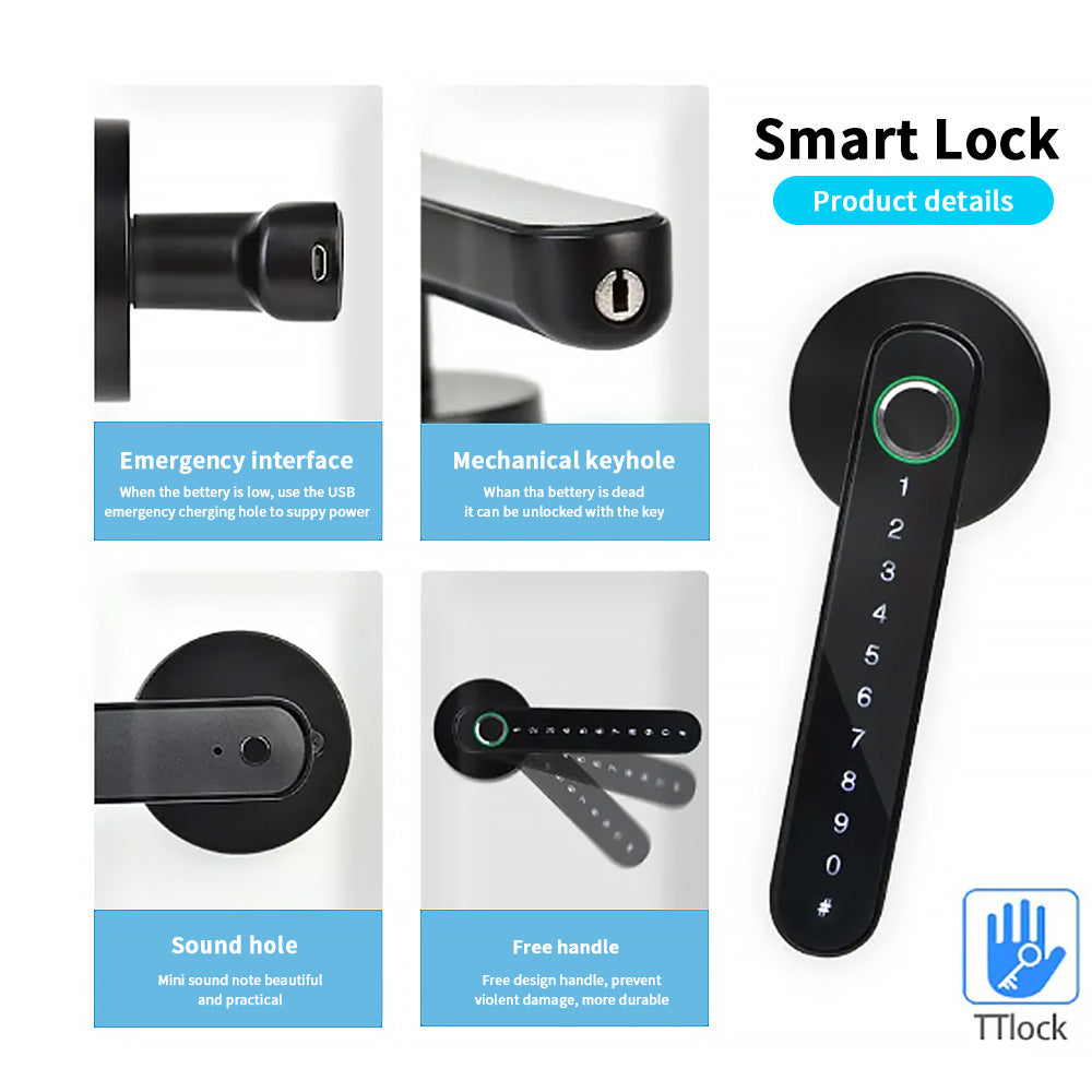 AnjieloSmart High Quality TTLOCK APP Smart Electronic Lock For Indoors Smart Door Lock Fingerprint Intelligent lock