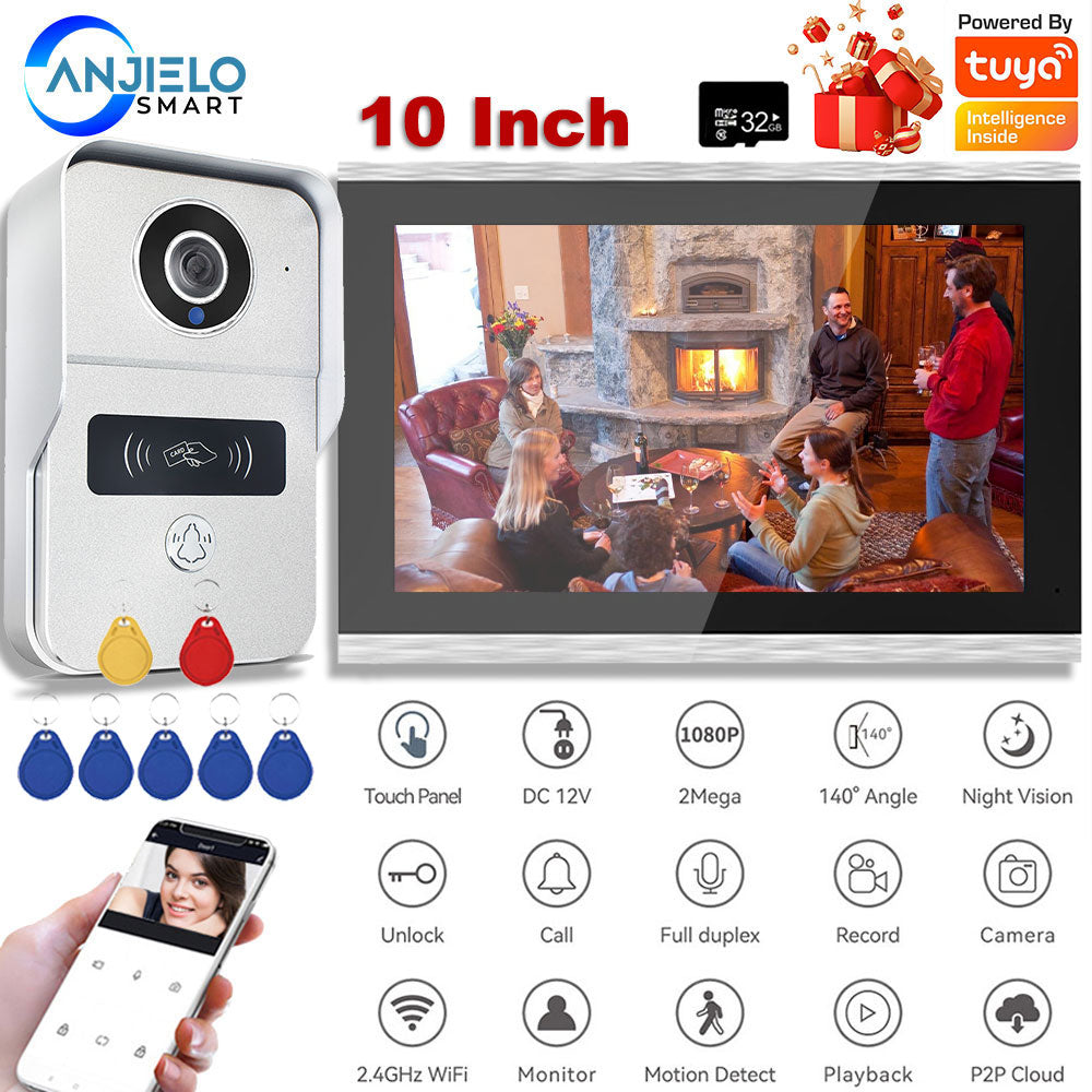 TUYA 1080P 7/10 Inch Touch Screen Wireless Wifi Video Doorbell Smart A ...