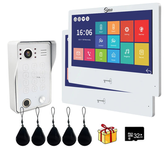 Tuya 10 Inch Video Intercom Touch Screen with Wired Doorbell 1080P APP Password Fingerprint Card Swipe Monitor One click unlock