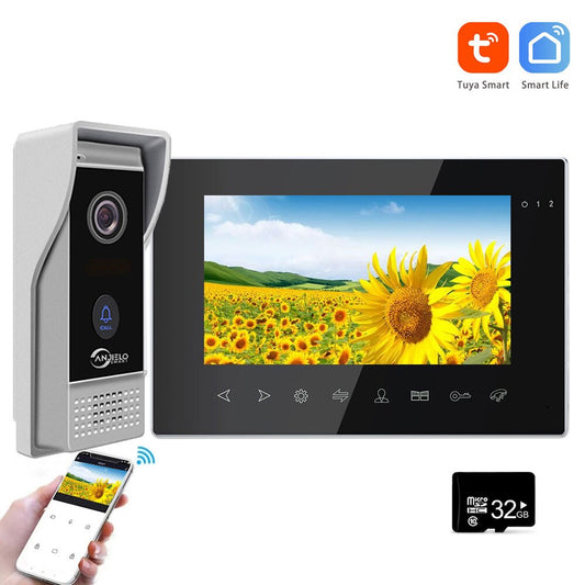Wireless WiFi Tuya Video Intercom System 7 Inch Monitor Video Doorbell with 1080P Camera for Apartment