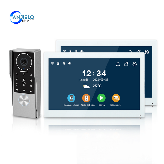 Anjielo 2-wire WiFi two-way video intercom full touch screen with infrared night vision waterproof HD camera doorbell suitable for any residence