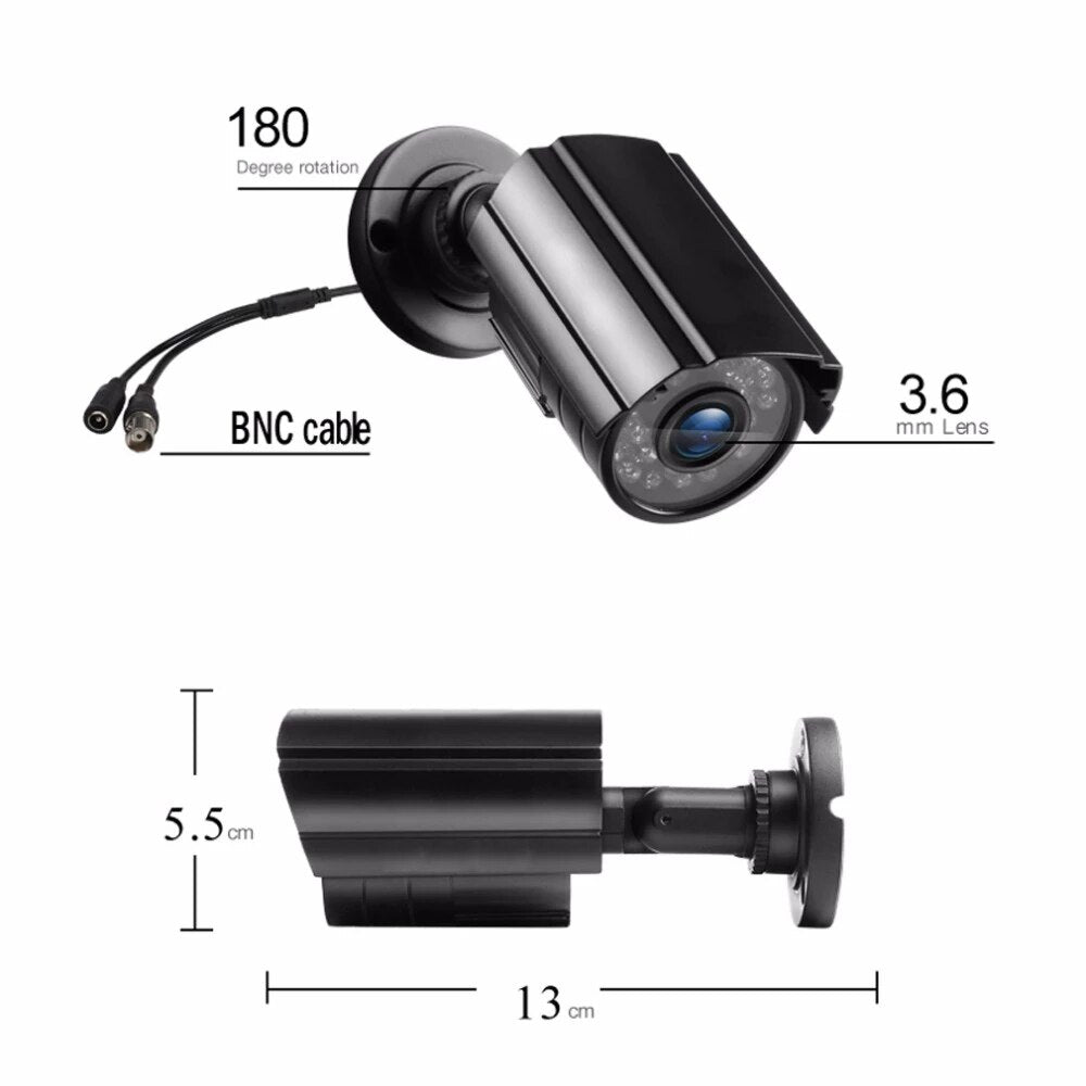 1200TVl CCTV Analog surveillance  3.6mm Lens camera IR Light Bullet Waterproof Outdoor Security Camera + Power Adapter