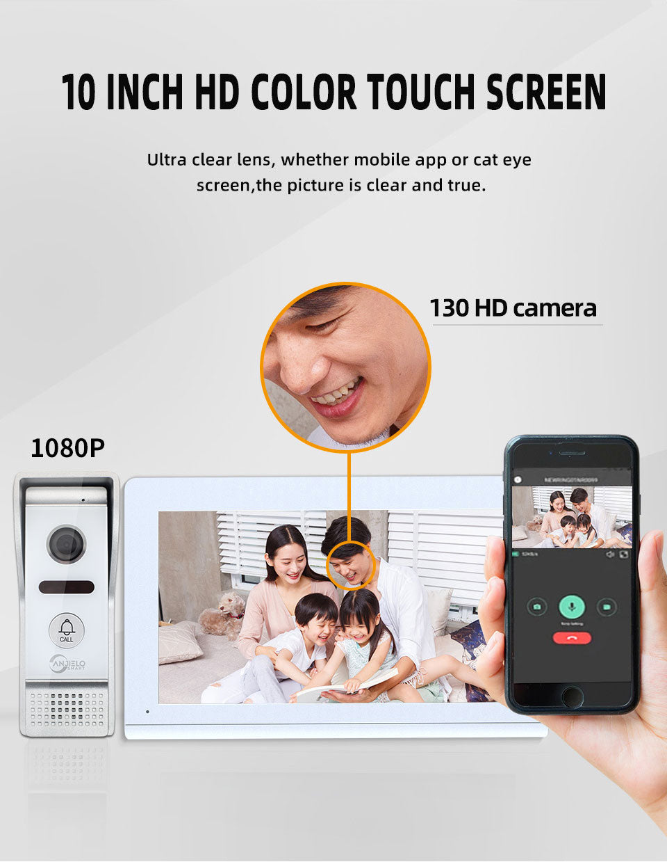 1080p White Wifi Tuya Video Intercom Monitor Video Doorbell Camera Video Intercoms Motion Detection For Home Apartment