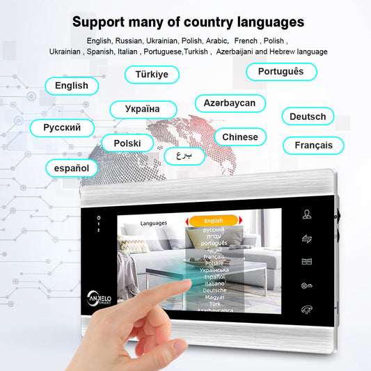 AnjieloSmart New 7 Inch WiFi Smart IP Video Door Phone Intercom System with Surveillance Camera,Support Motion Detection