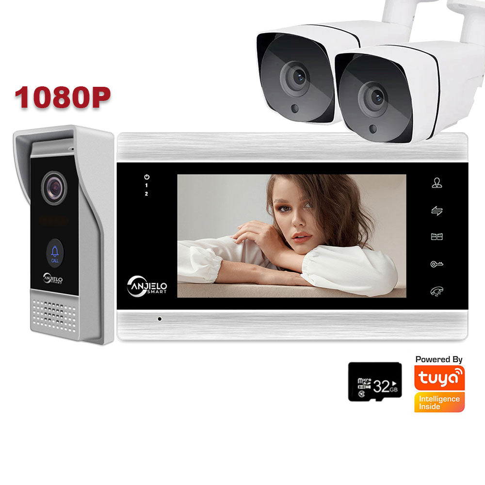 AnjieloSmart New 7 Inch WiFi Smart IP Video Door Phone Intercom System with Surveillance Camera,Support Motion Detection