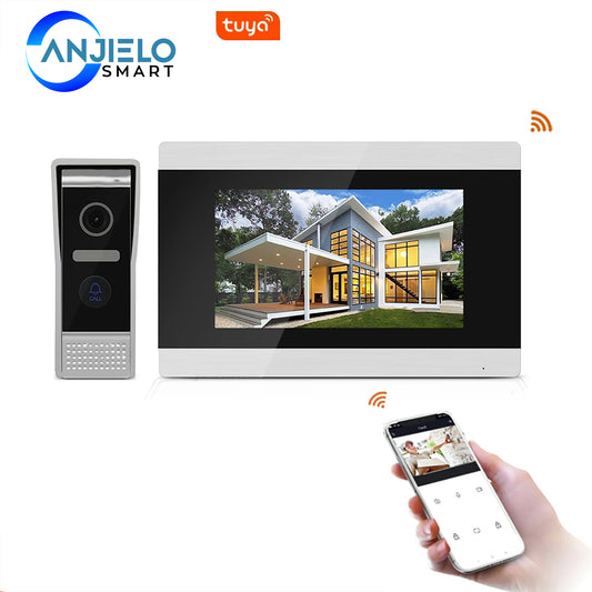 AnjieloSmart Touch Screen Wireless Video Door Phone Intercom Video Doorbell Access Control System Motion Detection