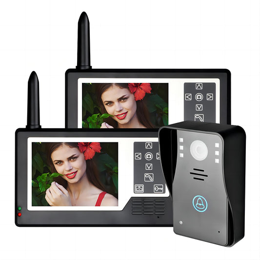 3.5" TFT Color Display Wireless Video Intercom System with 2 Monitor Remote Control Unlock Night Vision for Home Security