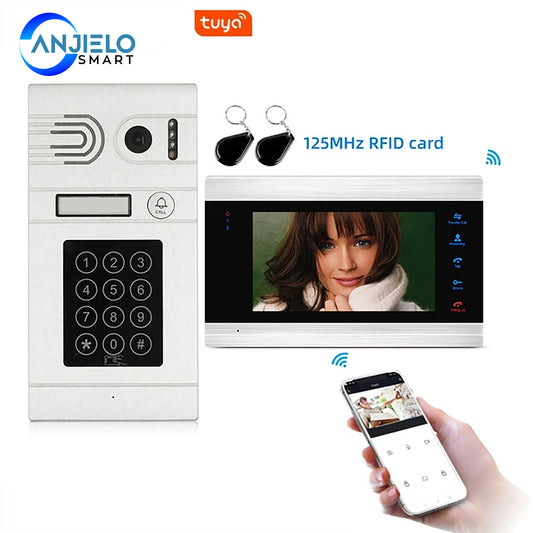 AnjieloSmart 7 inch HD WIFI Smart IP Indoor Monitor Video Door Phone Intercom System Video Recording iOS/Android Remote