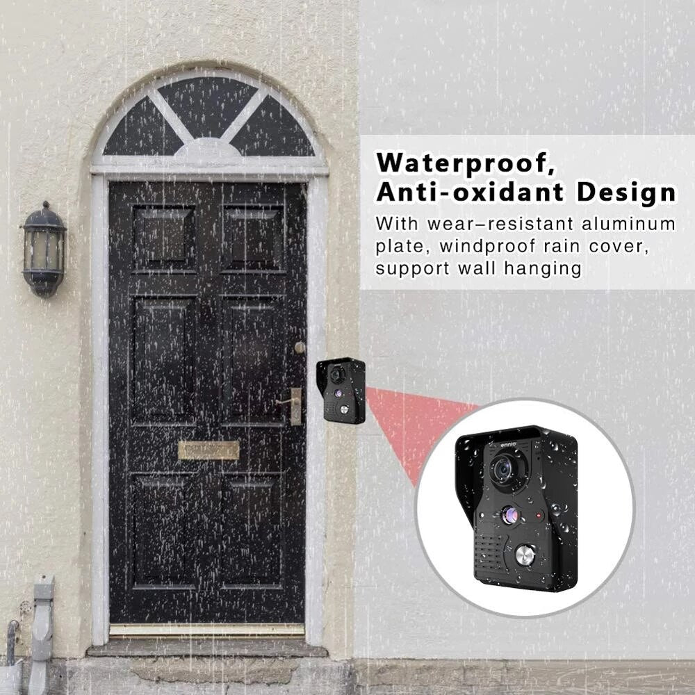 7-Inch LCD Moniter Home Wired Video Door Phone Intercom System with IR Night Vision Waterproof Doorbell for Home Security