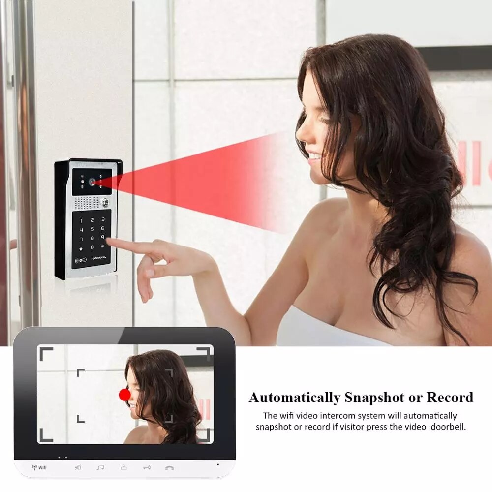 AnjieloSmart 7 Inch WiFi Smart Video Door Phone Intercom System with AHD Wired Doorbell Camera Home Security Record Remote Unlock For Villa