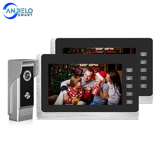AnjieloSmart 7" Video Intercom System Doorbell Night Vision IR 700TVL Waterproof Door Camera Unlock for Home Apartment Video Door Phone Kit