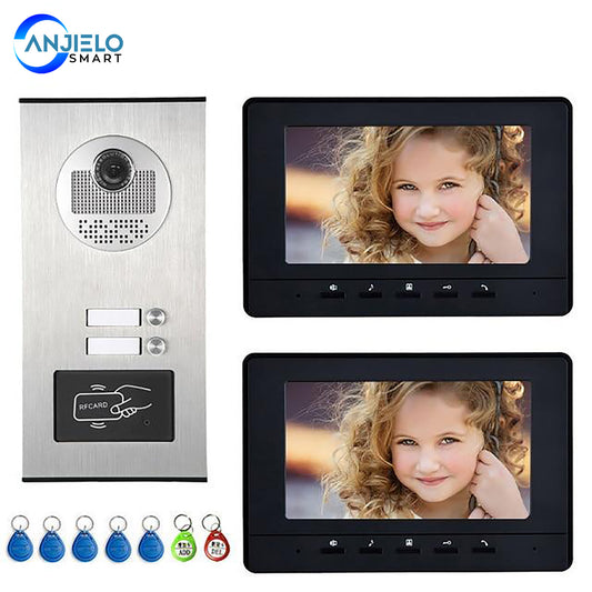 AnjieloSmart 7'' Color Video Intercom RFID Card Camera Video Doorbell with 2 / 3 / 4 Monitors (70H530234)