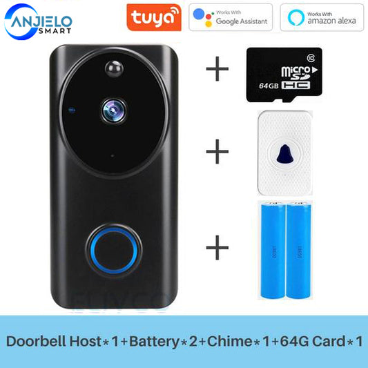 Video Doorbell Tuya 1080P WiFi Smart Video Intercom Door Bell IP Camera Home Security Monitor Compatible Alexa Google Assistant