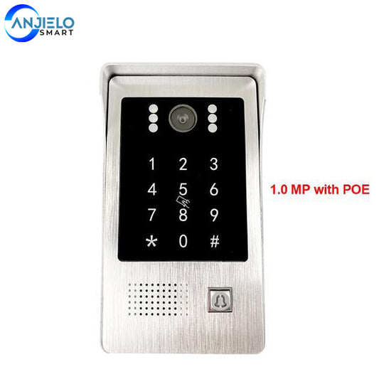 Video Door Phone IP Door Bell 1.0 MP with POE High Resolution Outside Doorbell Call Panel IP65 Waterproof Support Password+Swipe