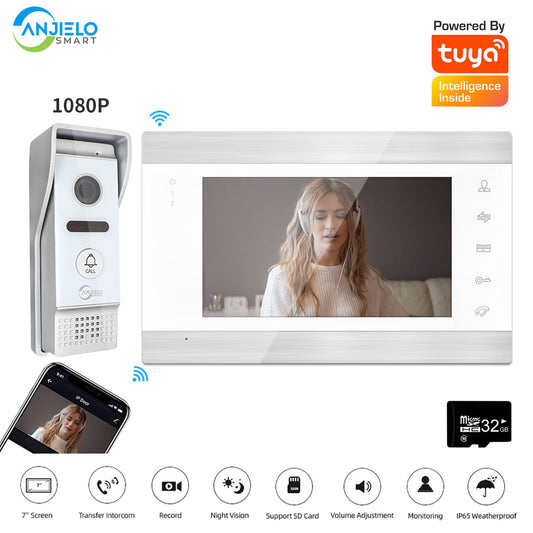 7Inch 1080P Wired Home Video Intercom System Wifi Smart Tuya Video Door Phone Doorbell Camera for Apartment IR Camera