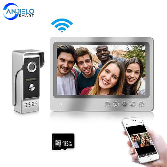 AnjieloSmart 9 Inch Screen Video Doorbell with Monitor WiFi Door phone with Wired Camera IR Vision, Remote Unlock,Record,Snapshot APP