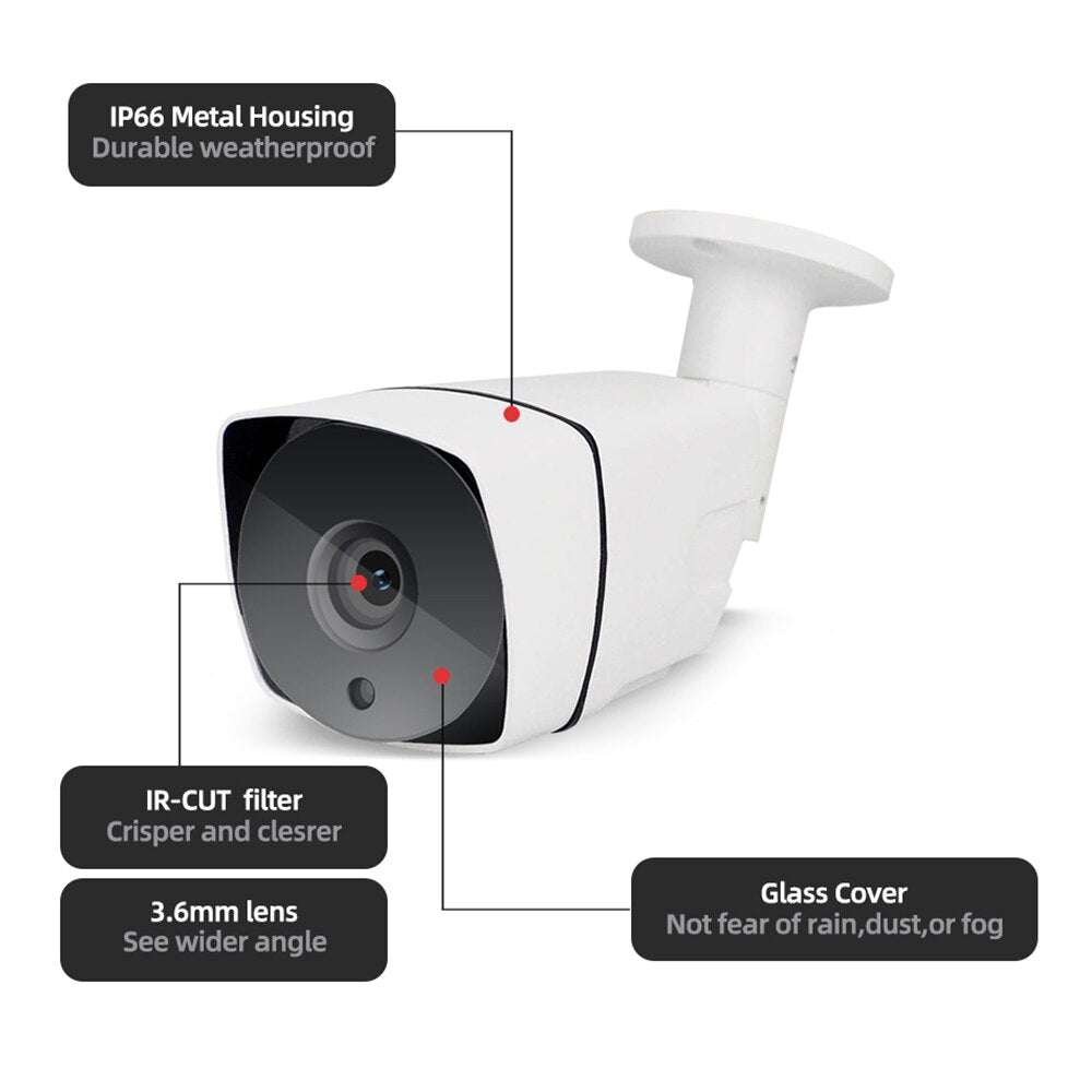 AnjielaSmart HD 1080P 2MP IP Camera with POE Night-vision device Waterproof Video Outdoor HD Surveillance Security Camera