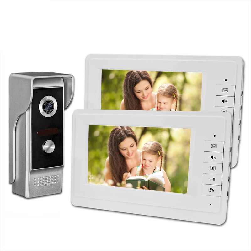 AnjieloSmart 7''TFT Color Wired Video Doorbell Door Phone System Monitor 700TVL Outdoor Camera IR Night Vision (XSL-V70F+M4)