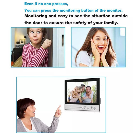 AnjieloSmart Big 9 Inch Indoor Monitor Video Intercom For Apartment Video Entryphone With IR Night Vision Camera