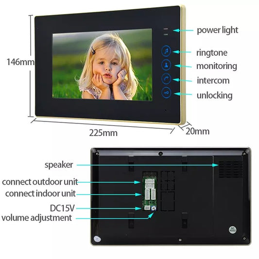 AnjieloSmart Wired Video Door Bell Intercom System with 7'' Inch Color Monitor Waterproof outdoor IR Camera for private homes